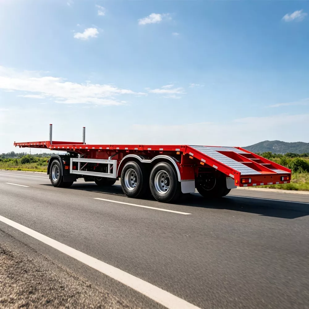 ເຄິ່ງ Trailer Flatbed Low-Deck ນ້ຳໜັກເບົາ